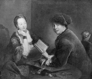 Retrato do gravador Georg Friedrich Schmidt e da sua esposa Dorothea Luise, nascida Videbant de Antoine Pesne