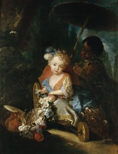 Alemão: Príncipe Friedrich Ludwig na carruagem de jardim de Antoine Pesne
