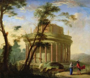 Paisagem com um templo antigo (pintura) de Antoine Pierre the Younger Patel