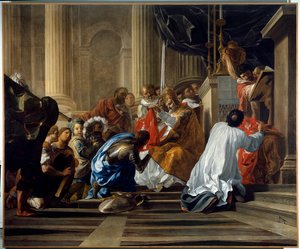 Primeira cruzada: "Raymond IV de Toulouse, dit Raymond de Saint Gilles, conde de Toulouse e Tripoli (Raymond I) (1042-1105) tomando a cruz" Pintura de Antoine Rivalz (1667-1735) Toulouse. Musée des Augustins