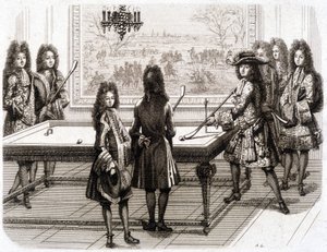 Luís XIV jogando bilhar (com Monsieur (irmão do rei), Duque de Vendôme, Conde de Toulouse, Chamillart, le Roi, M. d