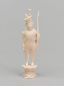 Peão branco, peça de xadrez, Índia, 1820 cerca de Antoine Verard