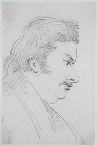 Retrato de Honore de Balzac (1799-1850) (lápis sobre papel) de Antoine Vestier