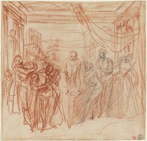 Comediantes italianos se curvando de Antoine Watteau