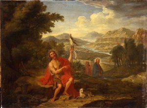 São João Batista no deserto, indicando Cristo, o rio Jordão além, 1759
