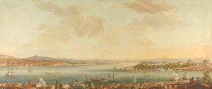 Vista de Constantinopla (Istambul) e do Serralho da Legação Sueca em Pera de Antoine van der Steen