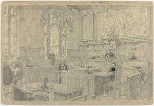 Estudo de toda a composição para a pintura (inacabada) da corte holandesa em Londres, junho de 1942 de Anton Abraham van Anrooy
