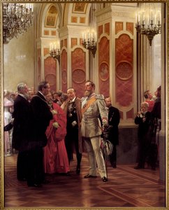 O Kronprinz William da Prússia (1882-1951) no baile do campo (óleo sobre tela) de Anton Alexander von Werner