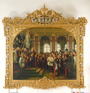 A Proclamação de Wilhelm como Kaiser do novo Reich Alemão, no Salão dos Espelhos de Versalhes em 18 de janeiro de 1871, pintado em 1885 (ver também 153620)
