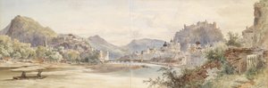 Alemão: Panorama da cidade de Salzburgo com a fortaleza de Hohensalzburg de Anton Altmann