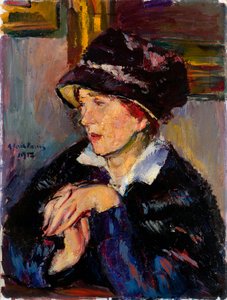 Mulher com chapéu escuro - Pintura por Anton Faistauer (1887-1930) óleo sobre tela