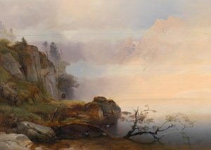 Anton Hansch Atmosfera de outono no lago 1846 de Anton Hansch