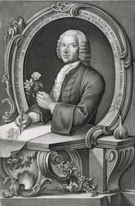 Retrato de Georg Dionysius Ehret (1710-70) gravado por Johann Jakob Haid (1704-67) de Anton Heckel