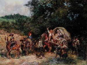 Seguidores do acampamento, c.1900 (óleo sobre tela) de Anton Hoffmann