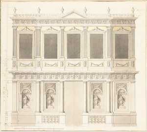 Uma elevação do pavilhão do palácio Sultana Hadigé em Defterdar Bournou