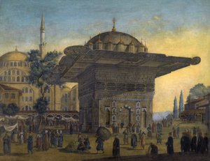 "Vista da Fonte Tophane (Top Hane), Istambul, Turquia" Pintura de Antoine Ignace Melling (1763-1831) 1819 Colecção privada