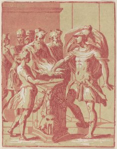 Mucius Scaevola Putting his Hand in a Fire de Anton Maria Zanetti I after Parmigianino