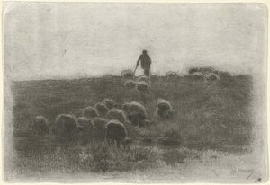 Pastor com rebanho de ovelhas de Anton Mauve