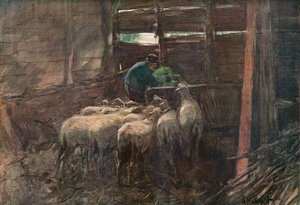 Interior de um celeiro, século XIX de Anton Mauve