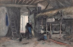 Tarefas matinais, c.1845-65 (aguarela sobre papel) de Anton Mauve