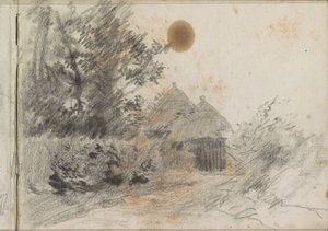 Caminho ao longo de uma cerca viva para uma casa de campo de Anton Mauve