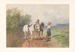 Bate-papo em uma estrada rural de Anton Mauve