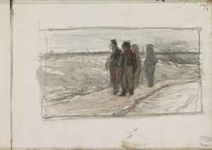 Quatro homens em um caminho de Anton Mauve