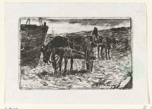 Carruagens na praia de Anton Mauve
