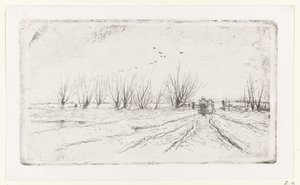 Paisagem de inverno com leiteiras de Anton Mauve