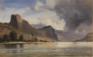 Paisagem costeira com montanhas. Uma tempestade se formando