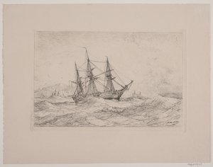 Um navio fragata sob a costa norueguesa de Anton Melbye