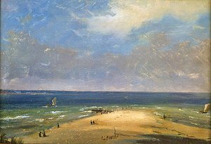 A praia de Marselha (óleo sobre papel)