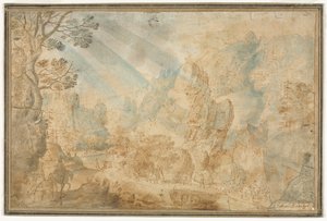 Paisagem de montanha com figuras