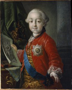Retrato do Grão-Duque Pavel Petrovich Romanov (1754-1801), enfant (Retrato do Grão-Duque Pavel Petrovich quando criança). Empereur de Russie de 1796 a 1801. Peinture de Anton Pavlovich Losenko (1737-1773), huile sur toile