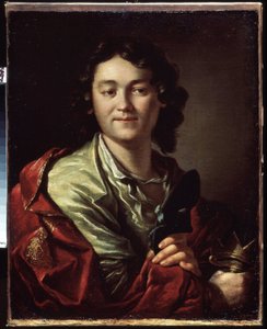Portrait du comedien Fedor (Fyodor) Volkov (vers 1729-1763), fondateur du premier theatre russe (Retrato de F. Volkov, o fundador do primeiro teatro russo). Peinture de Anton Pavlovich Losenko (1737-1773), huile sur toile