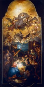 Adoração dos Pastores com o Deus Pai numa Glória de Anjos, de Anton Raphael Mengs, óleo sobre tela de Anton Raphael Mengs