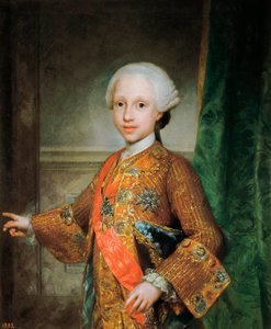 Retrato de François Xavier de Bourbon (1757-1771), Infante de Espanha, Cavaleiro do Espírito Santo. Pintura de Anton Raphael Mengs (1728-1779). Cerca de 1765. Madrid. Museu do Prado. de Anton Raphael Mengs