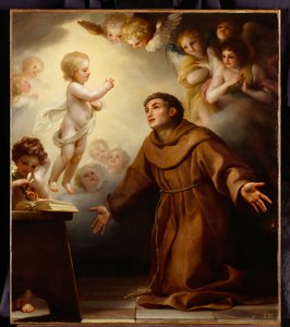 O Cristo Infante que aparece a Santo António de Pádua, c.1765 (óleo sobre tela) de Anton Raphael Mengs