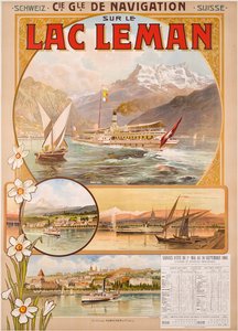 Cartaz de propaganda do Lac Leman (Lago de Genebra), Suíça