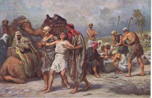Joseph vendeu por seus irmãos, da história de Hulbert da Bíblia publicada por The John Winston Company, 1932