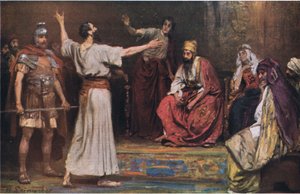 Paul antes de Festus e Agrippa, da história de Hulbert da Bíblia publicada pela John Winston Company, 1932