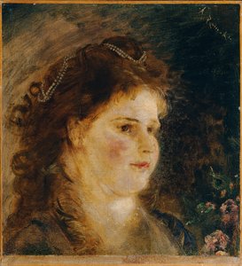 Menina com um colar de pérolas no cabelo de Anton Romako