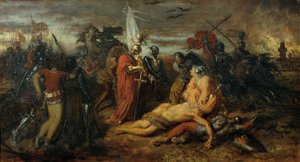 Rudolf von Habsburg no cadáver de Přemysl Ottokar, rei da Boêmia