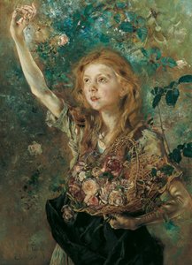 O apanhador de rosas, c. 1883-1884. de Anton Romako
