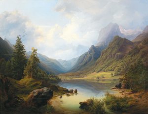 Uma vista do Hintersee com Reiteralm