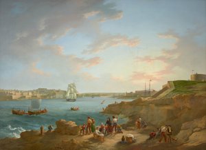 Atribuída a Anton Schranz (1769-1839) - Porto de Malta - RCIN 406555 - Coleção Real (restaurada) de Anton Schranz