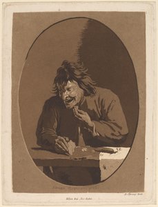 Um camponês comendo de Anton Spreng after Adriaen Brouwer; published by Joseph Eder