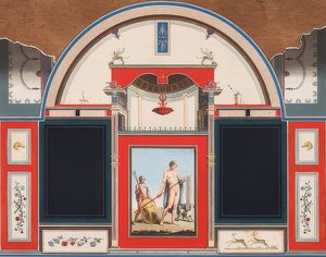 Mural de uma casa romana em razão da Villa Negroni, em Roma, Adonis com um jovem. 1779