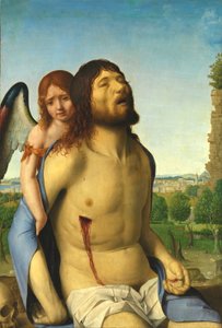 O Cristo morto amparado por um anjo de Antonello da Messina