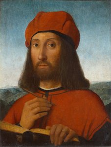 Retrato de um homem com boina vermelha e livro de Antonello de Saliba